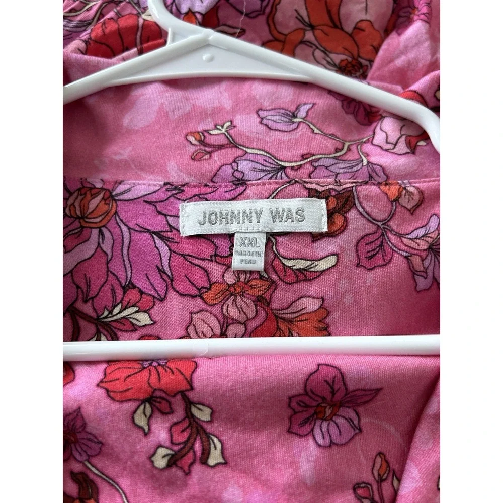 Johnny Was Carly PJ Pajama Set XXL Pink Floral Boho Cottagecore Sleepwear 2pc